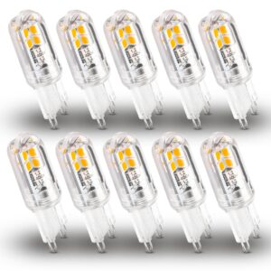 xyanmc g9 led bulbs low wattage 2w 200lm led night light bulbs, 20w replacement, 2700k warm white, ac120v bi-pin base bulbs for chandelier pendant under cabinet lights no flicker non-dimmable,10 pack