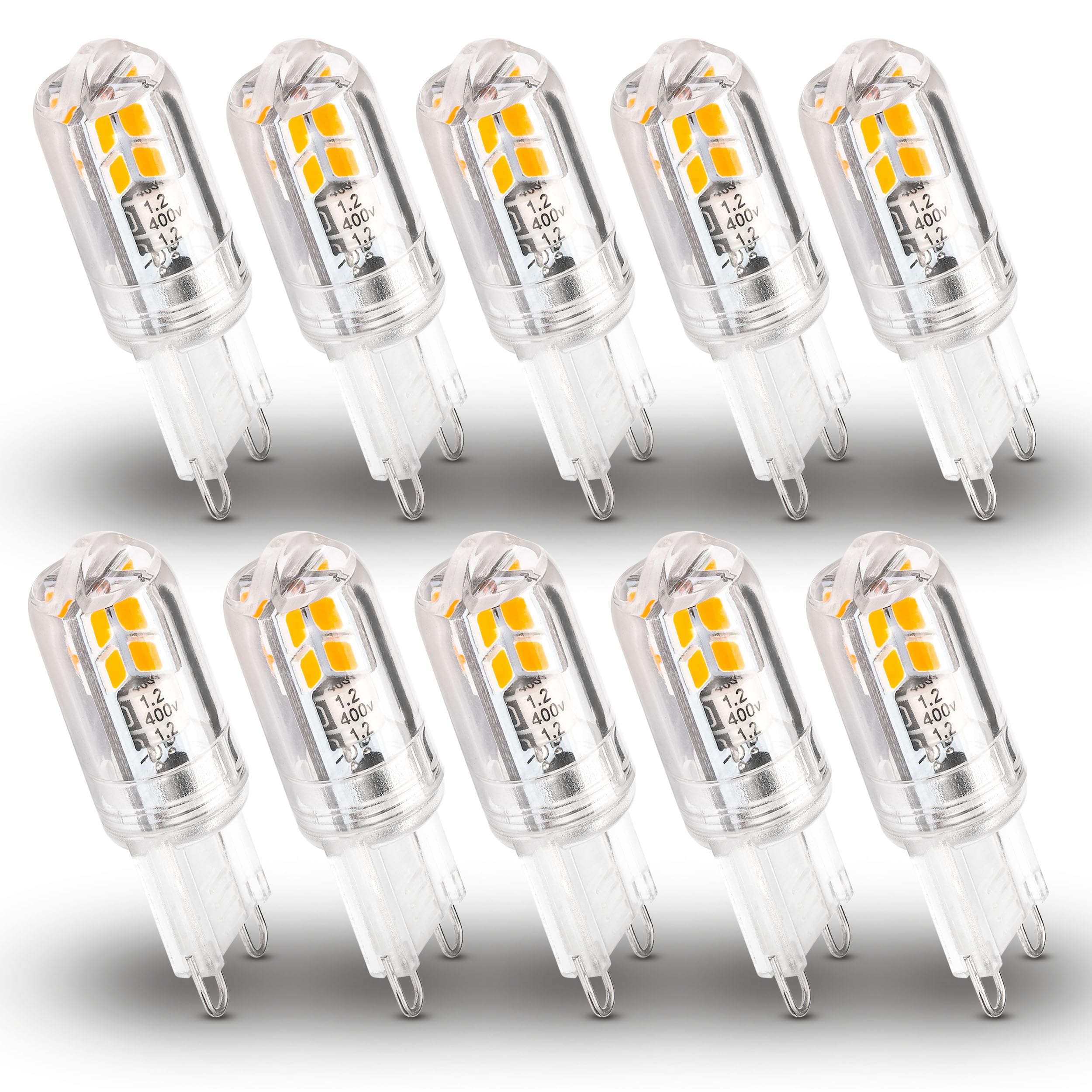 Xyanmc G9 LED Bulbs Low Wattage 2W 200LM LED Night Light Bulbs, 20W Replacement, 2700K Warm White, AC120V Bi-Pin Base Bulbs for Chandelier Pendant Under Cabinet Lights No Flicker Non-Dimmable,10 Pack