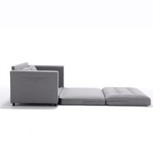 Eafurn Folding Pull Out Sofa Bed, 3 in 1 Convertible Sleeper Couch Floor Sofabed with Side Storage, Linen Upholstered Futon Loveseat Recliner for Living Room, Apartment, Small Space