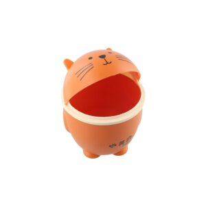 GUEDKIKL Cartoon Cat Trash Can, Mini Cute Garbage Storage Bin Orange Creative Desktop Waste Box Portable Garbage Can with Swing Lid for Livingroom Bedroom