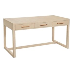 bassett mirror company magarao desk in beige raffia wrapped wood