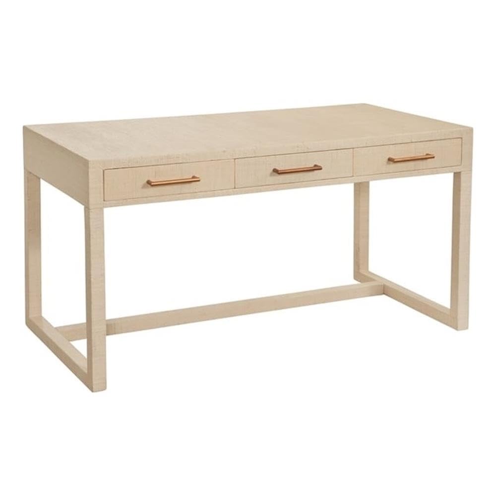 Bassett Mirror Company Magarao Desk in Beige Raffia Wrapped Wood