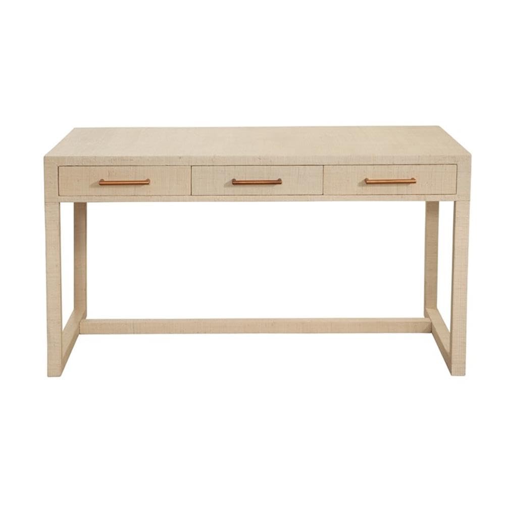 Bassett Mirror Company Magarao Desk in Beige Raffia Wrapped Wood