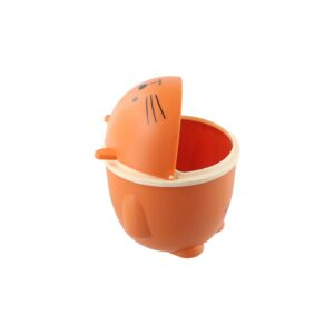 GUEDKIKL Cartoon Cat Trash Can, Mini Cute Garbage Storage Bin Orange Creative Desktop Waste Box Portable Garbage Can with Swing Lid for Livingroom Bedroom