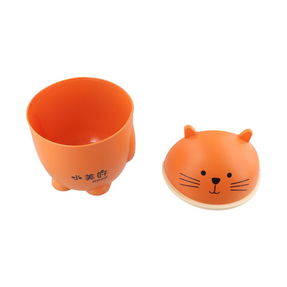 GUEDKIKL Cartoon Cat Trash Can, Mini Cute Garbage Storage Bin Orange Creative Desktop Waste Box Portable Garbage Can with Swing Lid for Livingroom Bedroom