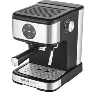 VEVOR Espresso Machine, 15 Bar Coffee and Espresso Maker with Milk Frother Steam Wand, Professional Semi-Automatic Cappuccino Latte Machine with Touch Screen & Removable Water Tank, NTC Control System