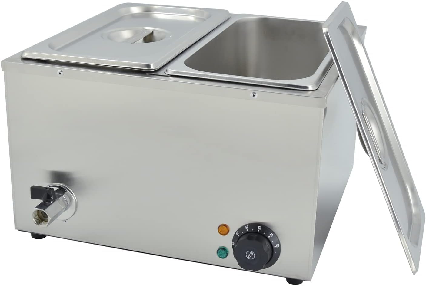 DULNICE Electric Food Warmer with Temperature Control - 1350W Commercial Stainless Steel Bain Marie for Catering and Restaurants