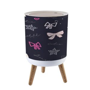 trash can with lid cute seamless pattern for girls lovely doodle pattern scandinavian garbage can round waste bin press cover dog proof wastebasket for kitchen bathroom living room nursery 1.8gal