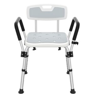 kicimpro hsa/fsa eligible shower chair for elderly and disabled, 385lb heavy duty shower chair for inside shower, 6 adjustable height for 5'1"-6'4" user, shower seat with eva pad, 10 mins installation