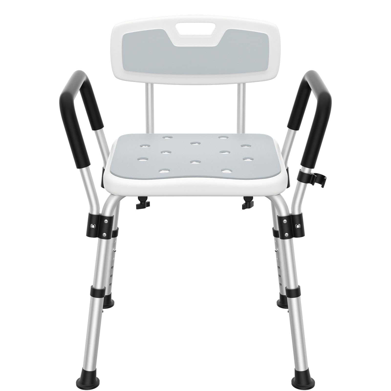 Kicimpro HSA/FSA Eligible Shower Chair for Elderly and Disabled, 385LB Heavy Duty Shower Chair for Inside Shower, 6 Adjustable Height for 5'1"-6'4" User, Shower Seat with EVA Pad, 10 mins installation