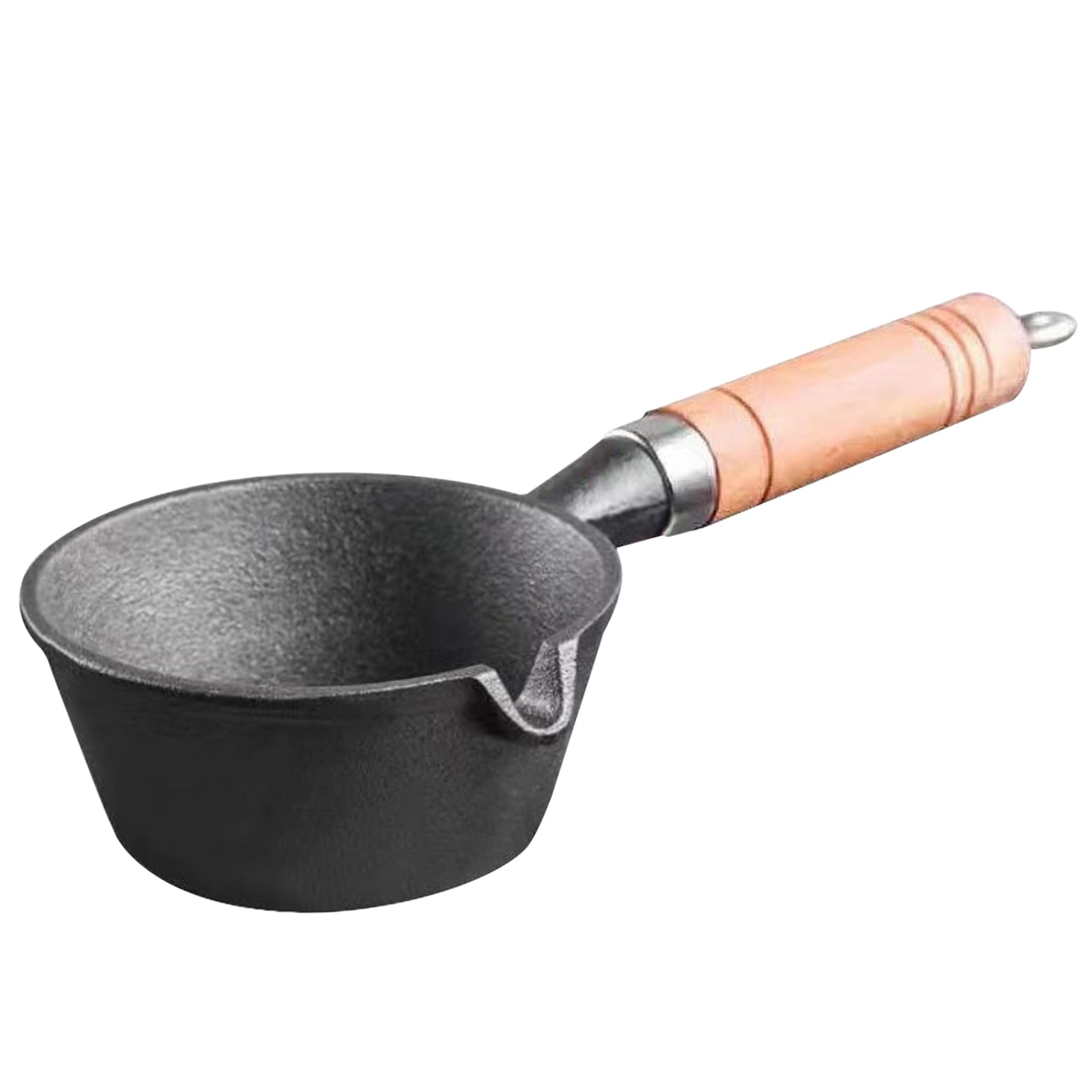 Butter Melting Pot,Butter Melter, Non-stick Cast Iron Sauce Pot with Wood Handle, Small Cast Iron Melting Pot, Hanging Butter Warmer for Oil Milk Candy Type 1