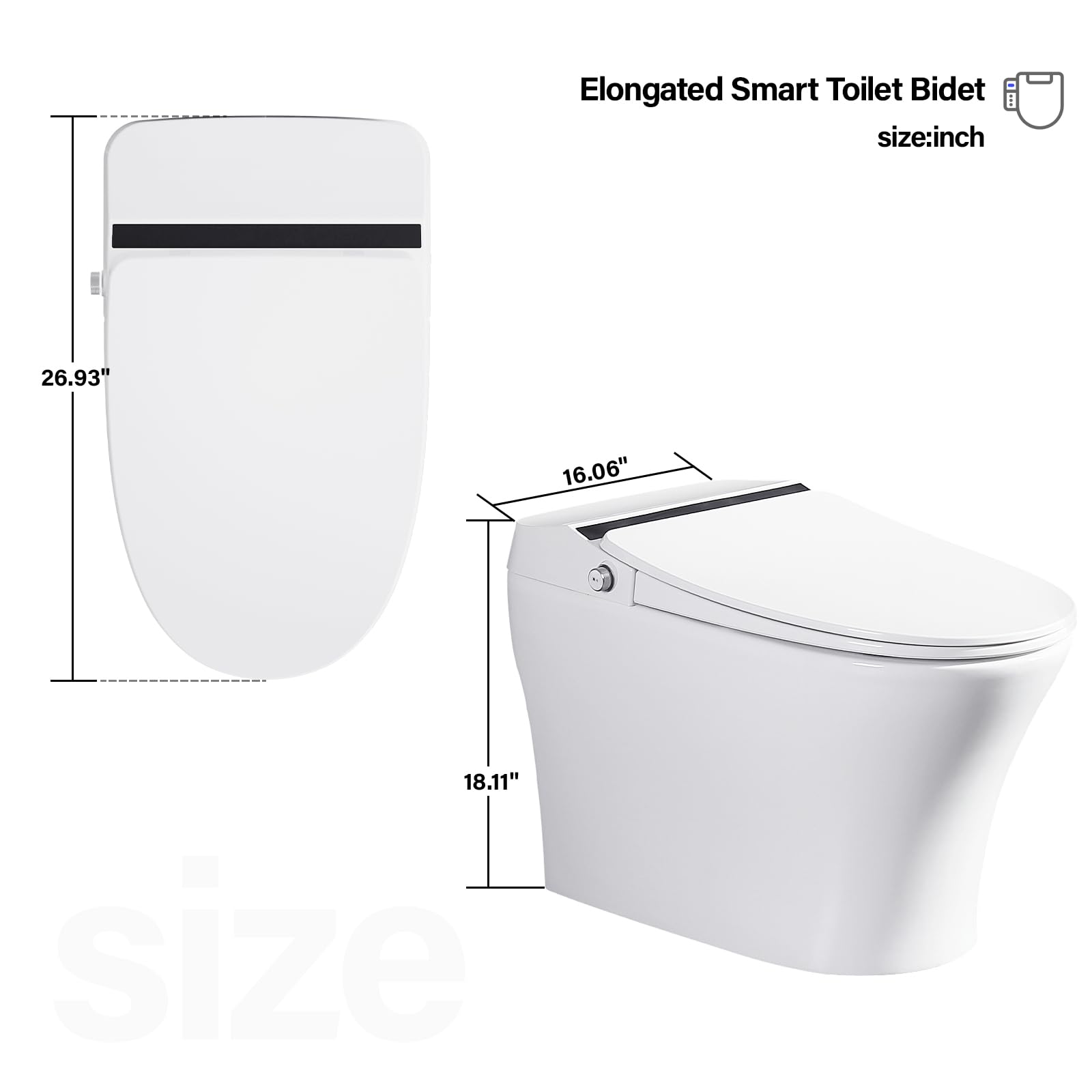 Vanity Art Smart Toilet with Bidet Built in, 1-Piece Toilet with Heated Seat, Night Light, Elongated Tankless Toilet with Auto Flush, Seating Sensor, Air Drying, Foot Induction Flush, VAST68G