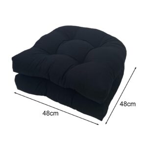 usofrint Set of 2 Outdoor Cushions for Patio Furniture, 19 x 19 inch Water-Resistant Lawn Seat Cushion for Garden Wicker Chair, U Shaped Overstuffed Soft Cushions for Indoor Sofa Black