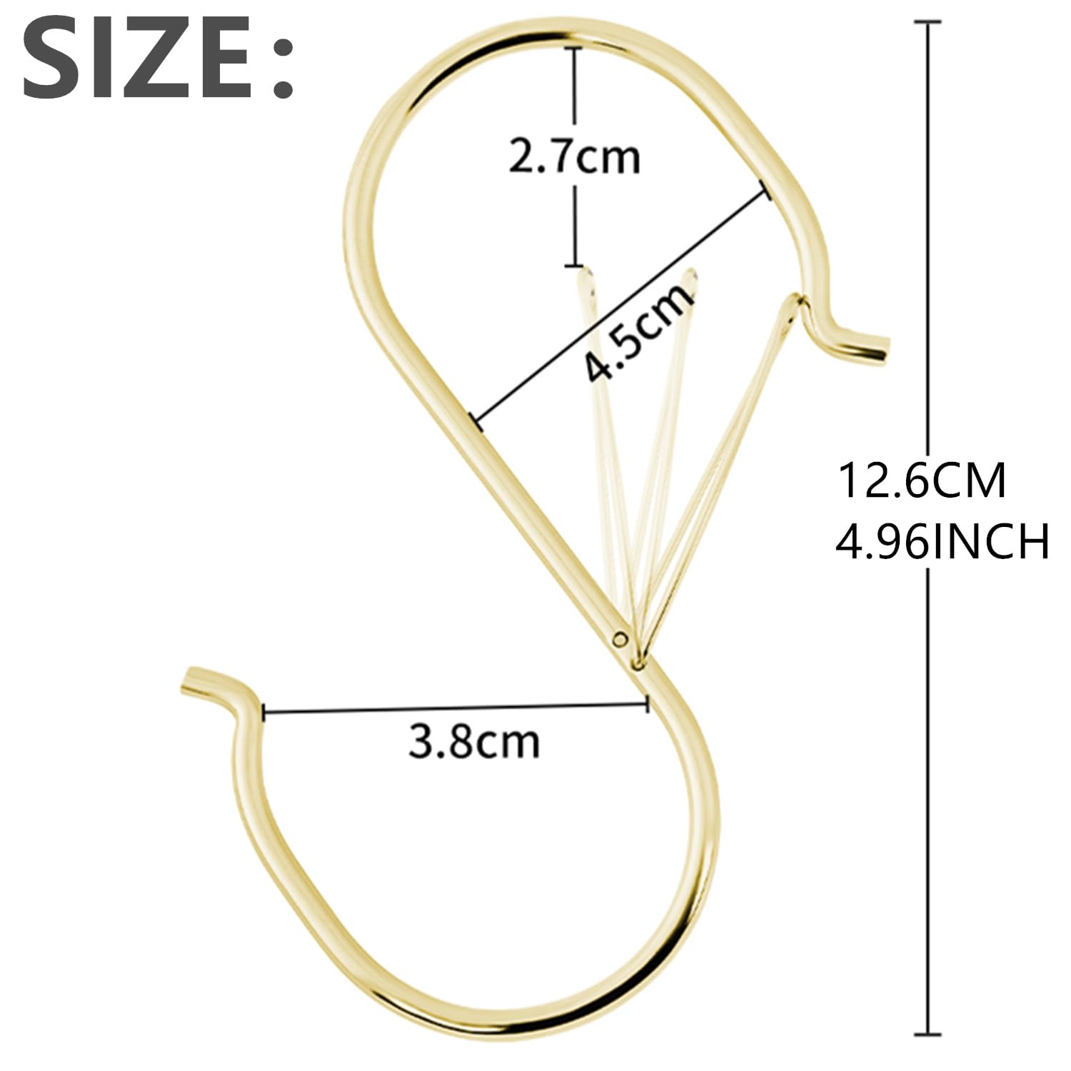 HCTESCO 4.96inch Gold Large S Hooks for Hanging Heavy Duty - Perfect for Plants, Closets, and More! (16)