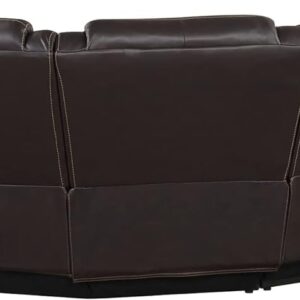 Olodumare Modern Faux Leather Manual Reclining Sectional Sofa Couch with LED Light Strip, Leather Recliner Couch with Cup Holder and Storage for Living Room Office,Living Room Furniture Set, Brown