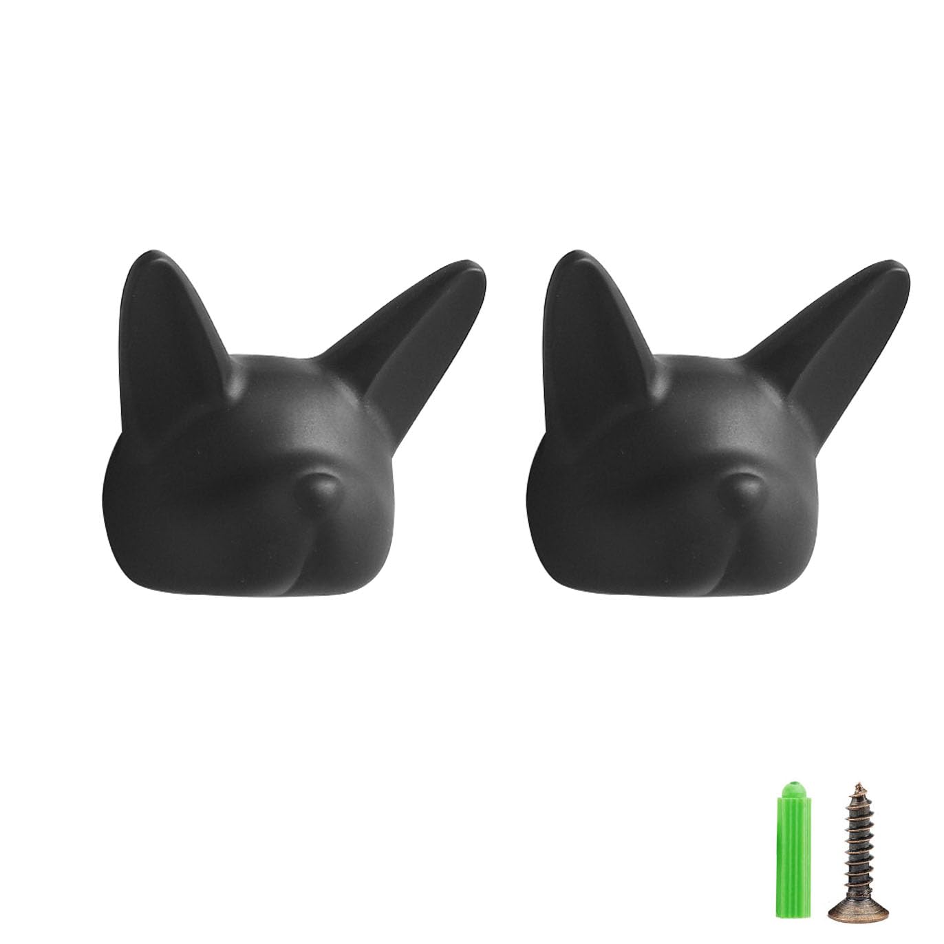 LKMUPNR 2Pack Coat Rack Wall Mount Black Dog Head Black Hooks Dog Tail Hooks for Wall,Siding Hooks for Bedroom, Living Room, Porch