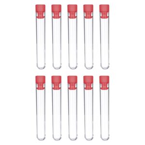 ctfrqc 10 pcs test tubes, clear plastic test tubes with caps for scientific experiments, candy beads sample storage, kids party supplies, halloween, christmas (15 x 100mm)