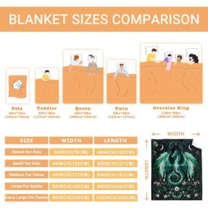 Dragon Blanket Gift for Woman Man Girls Boys Greens Dragon Gift for Dragon Lovers Soft Flannel Blanket for Living Room Sofa Couch Decor - 40"x50" for Kids/Children