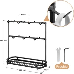 YEFDG Coffee Mug Holder with Movable Hooks, 14 Capacity Coffee Cup Holder for Organizer Countertop, Metal Mug Tree Holder Rack with Storage Base, Home Storage Mug (Black)