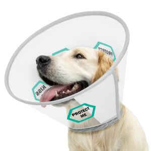 supet dog cone for dogs after surgery, soft dog cones for large medium dogs, comfortable dog cone collar to stop licking, adjustable pet recovery collar for small dogs with soft protect edge word l