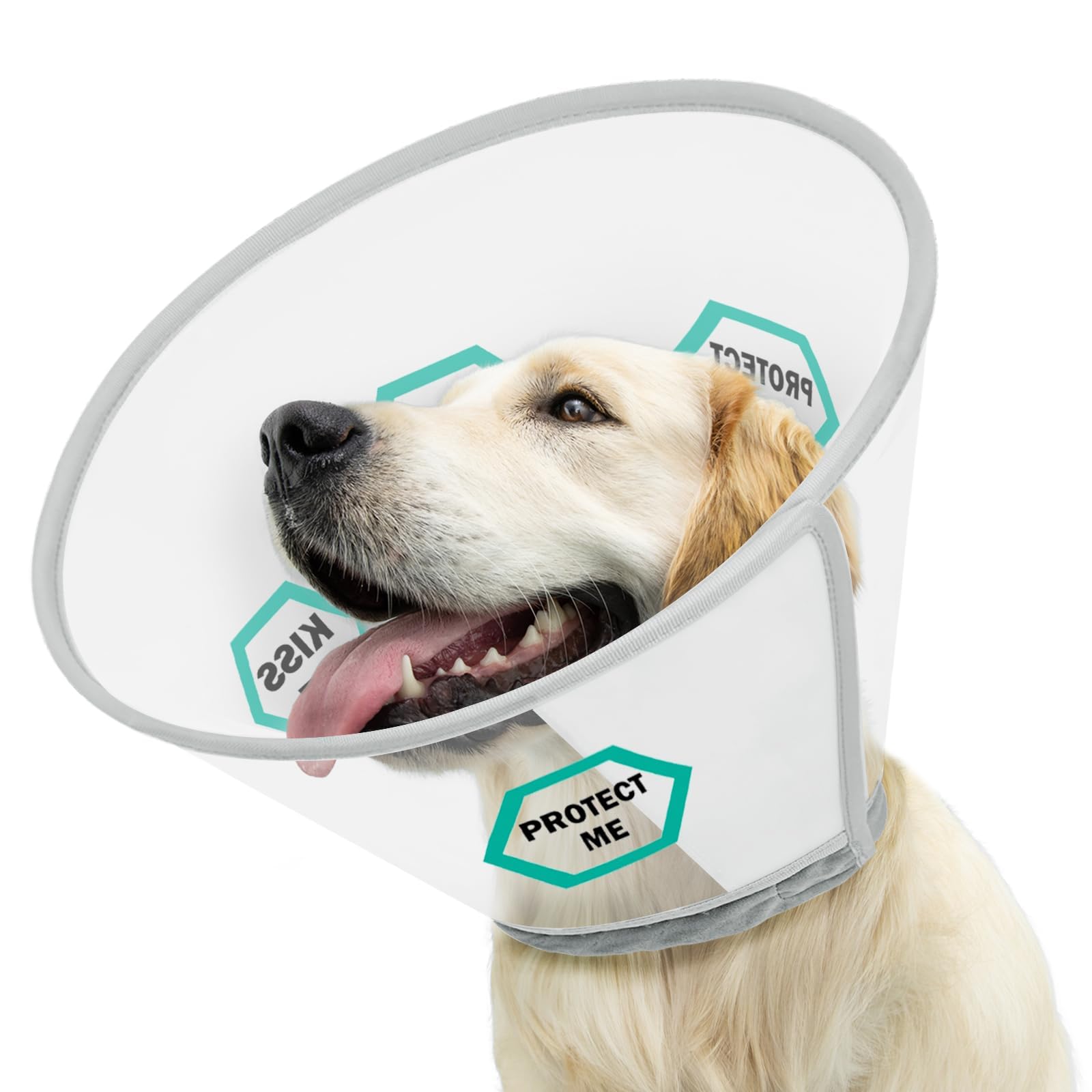 Supet Dog Cone for Dogs After Surgery, Soft Dog Cones for Large Medium Dogs, Comfortable Dog Cone Collar to Stop Licking, Adjustable Pet Recovery Collar for Small Dogs with Soft Protect Edge Word L