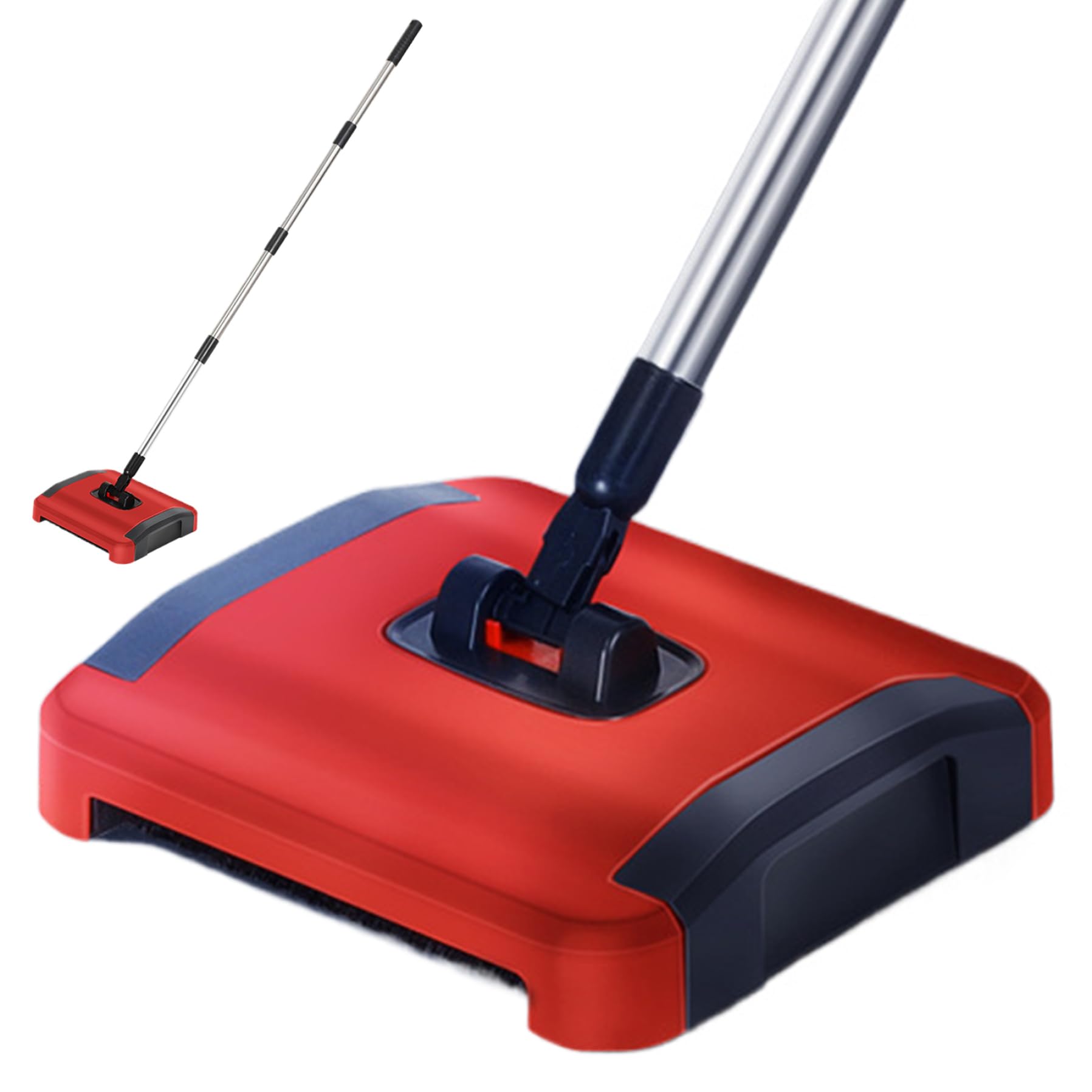 Carpet Floor Sweeper with Horsehair Carpet Sweeper Manual 3 Rolling Brush Floor Sweeper Carpet Brush with Wheels and Large Waste Bin 43inch Detachable Carpet Cleaner for Pet Hair Dust Debris