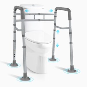 toilet safety rails - fsa/hsa eligible heavy-duty adjustable support rails for seniors and disabled - fits any toilet, easy installation, foldable design (300 lb)