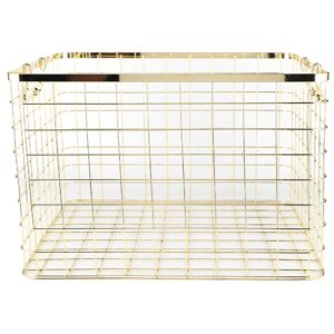 glomora gold wire mesh basket,iron storage tray desktop storage basket large storage bins basket for home kitchen decoration, cabinets, pantries,counter tops, office storage（15.7x14.0x10.6in）