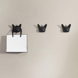 LKMUPNR 2Pack Coat Rack Wall Mount Black Dog Head Black Hooks Dog Tail Hooks for Wall,Siding Hooks for Bedroom, Living Room, Porch