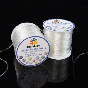 1mm elastic bracelet string, 2 rolls of crystal clear elastic cord for bracelets, necklaces, beading, and jewelry making (200 m)