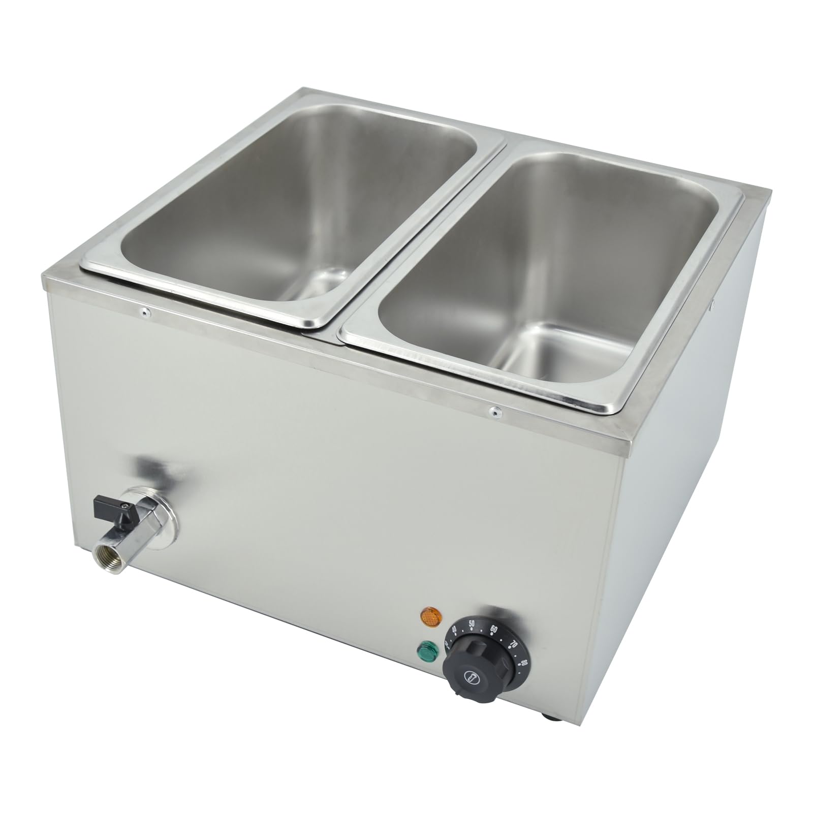 DULNICE Electric Food Warmer with Temperature Control - 1350W Commercial Stainless Steel Bain Marie for Catering and Restaurants