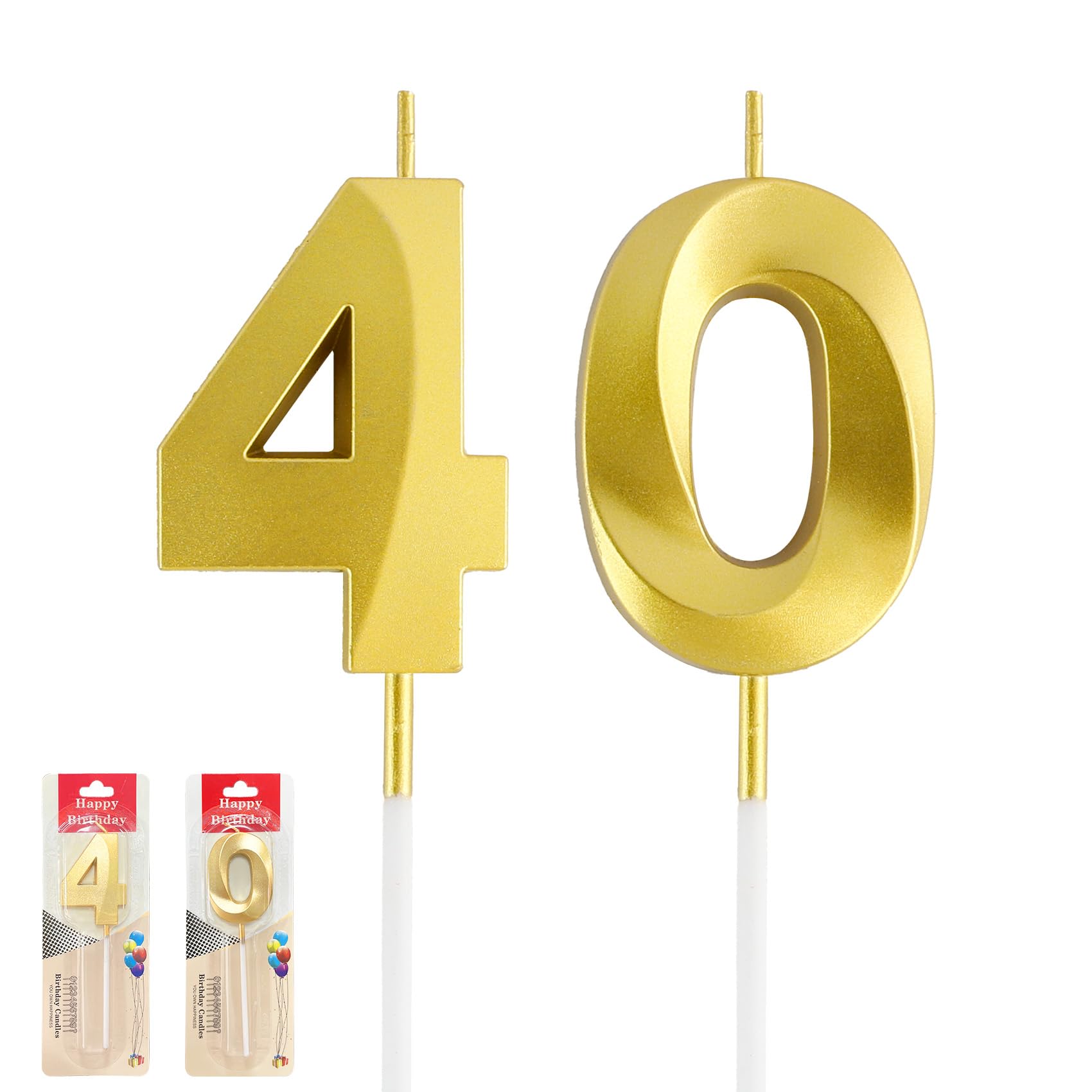 40th Birthday Decorations for Men, Gold 40th Birthday Candles, 40th Birthday Gifts Women Men 40 Year Old Happy 40th Birthday Decorations Cake Topper Number 40 Candle Cake Sparkler 40th Birthday Decor