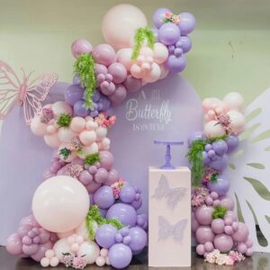 pink and purple balloon garland arch kit 148pcs pastel pink purple balloons for bridal baby shower wedding birthday a little butterfly is on the way theme party decoration