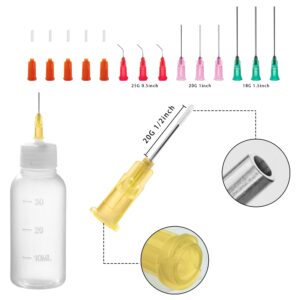 30ml Precision Tip Applicator Bottle, with Blunt Tip Needle and Cap, 18G 20G 25G Needle Tip Squeeze Bottle, Needle Nose Bottle, Glue Bottles with Fine Tip