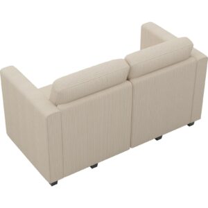 Belffin Corduroy Loveseat, Luxury Modular Love Seat with Storage, Modern Couch for Living Room, Beige