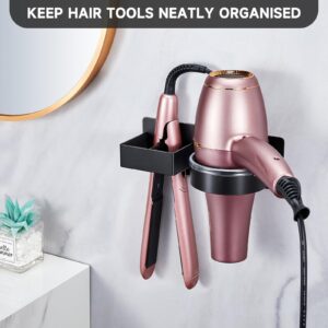 Hair Dryer Holder Blow Dryer Holder Wall Mounted, Adhesive Hair Straightener Holder, Hair Tool Organizer for Curling Iron Holder, Stainless Steel Hairdryer Holder Storage Organizer for Bathroom