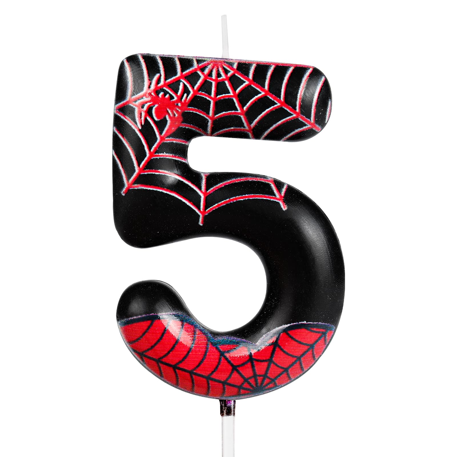 Spider Birthday Candles Number 5,Happy 5th Birthday Candle,Red Black Spider Cake Topper Candle Birthday for Boys Girls Kids Spider Themed Party Anniversary Celebration Supplies Decorations