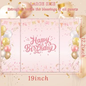 Tnvee Birthday Party Guest Book Birthday Decorations for Women & All Ages, Large 19" x 12.2" Rose Gold Signature Card Board Party Supplies Gifts