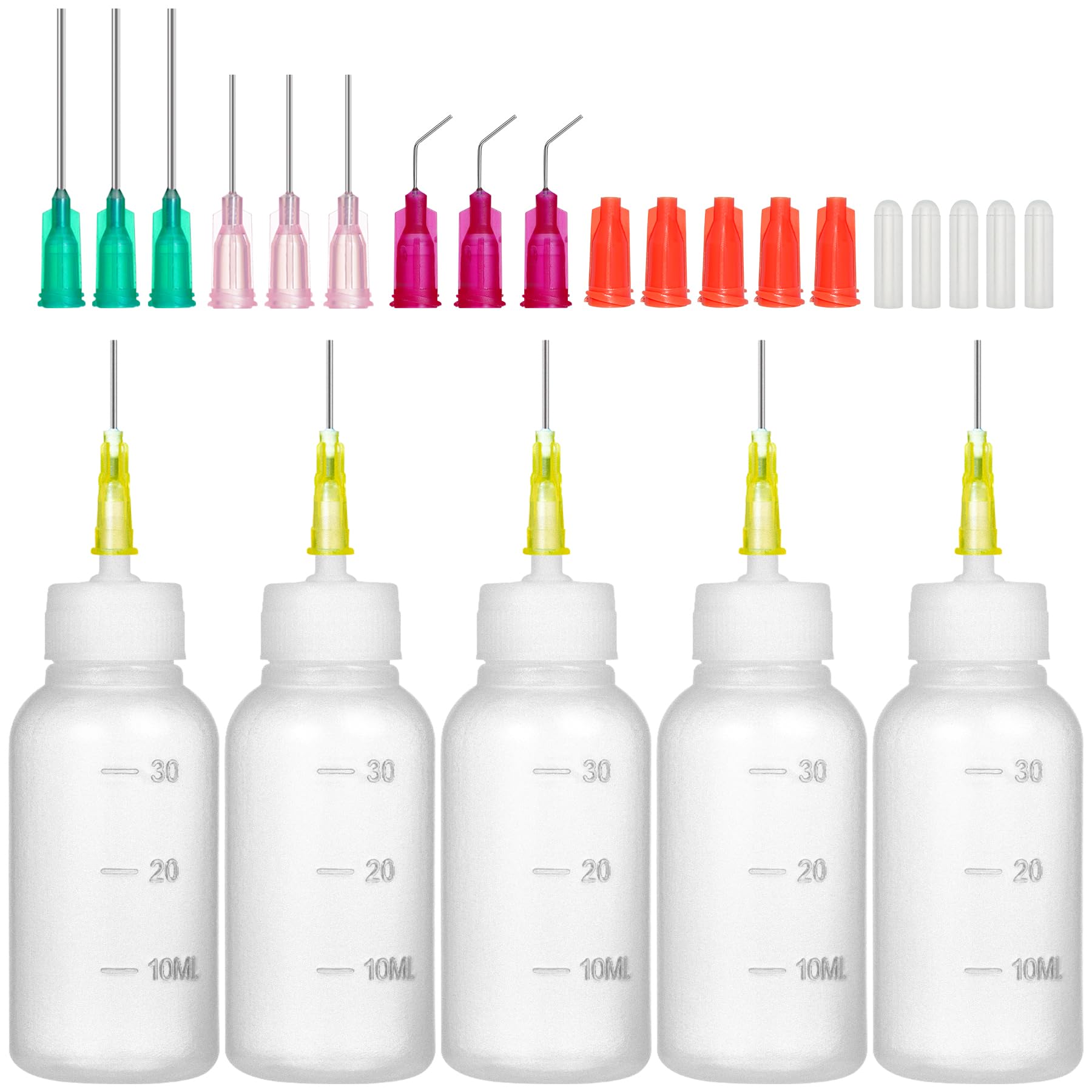 30ml Precision Tip Applicator Bottle, with Blunt Tip Needle and Cap, 18G 20G 25G Needle Tip Squeeze Bottle, Needle Nose Bottle, Glue Bottles with Fine Tip