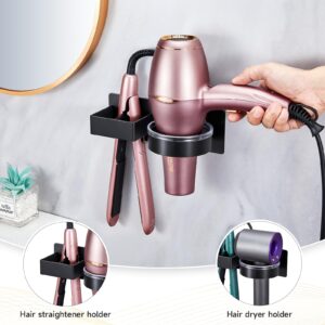 Hair Dryer Holder Blow Dryer Holder Wall Mounted, Adhesive Hair Straightener Holder, Hair Tool Organizer for Curling Iron Holder, Stainless Steel Hairdryer Holder Storage Organizer for Bathroom