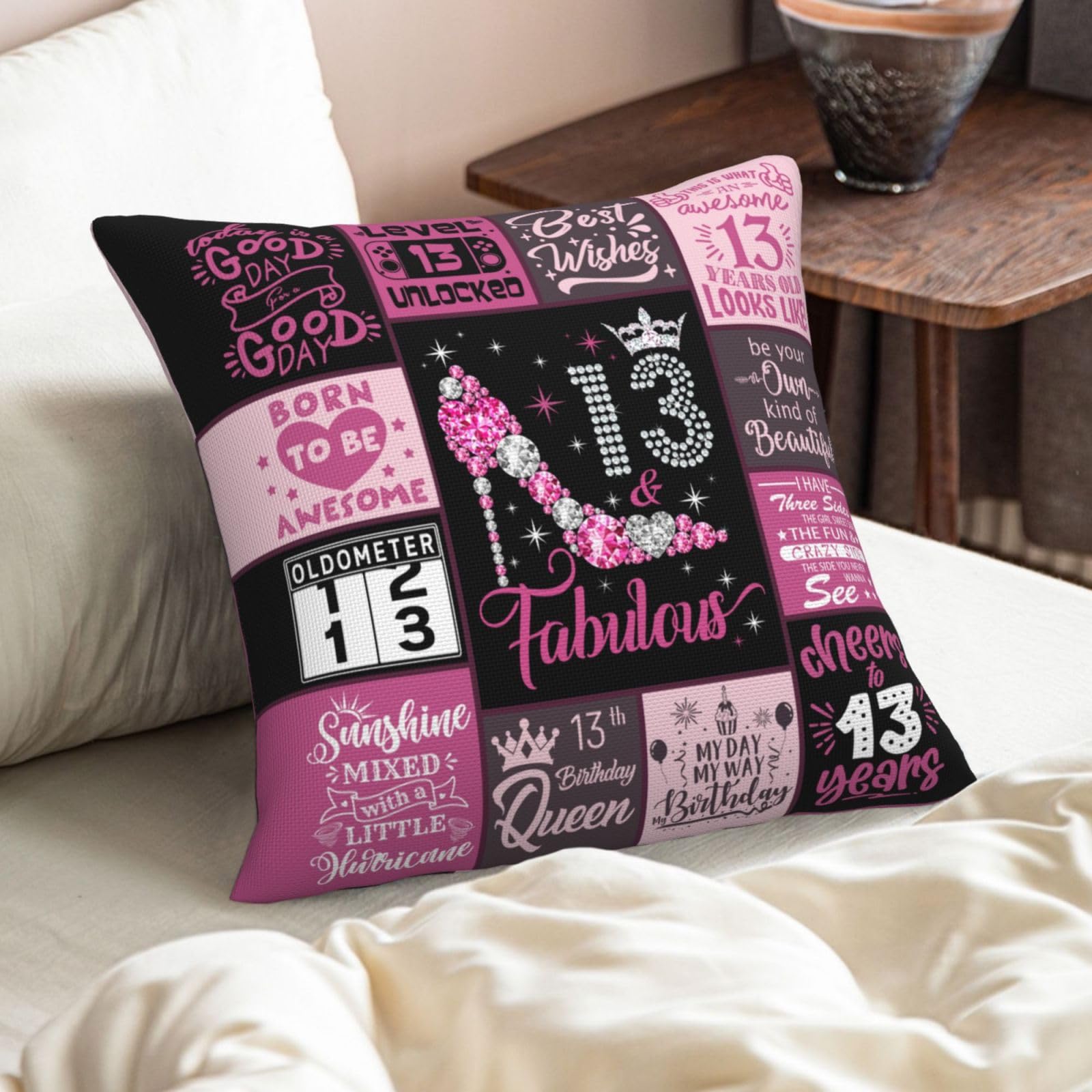 NANISKA 13th Birthday Gifts for Girls, Gifts for 13 Year Old Girl Pillow Covers 18” x 18", 13 Year Old Girl Gifts, 13th Birthday Decorations for Girls, 13 Year Old Girl Gift Ideas for Daughter Sister