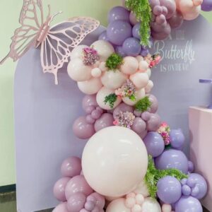 Pink and Purple Balloon Garland Arch Kit 148pcs Pastel Pink Purple Balloons for Bridal Baby Shower Wedding Birthday A Little Butterfly is on the Way Theme Party Decoration