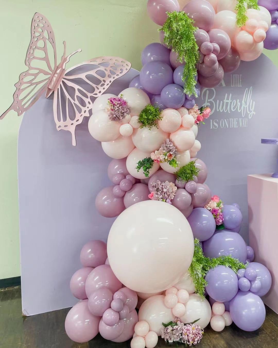 Pink and Purple Balloon Garland Arch Kit 148pcs Pastel Pink Purple Balloons for Bridal Baby Shower Wedding Birthday A Little Butterfly is on the Way Theme Party Decoration