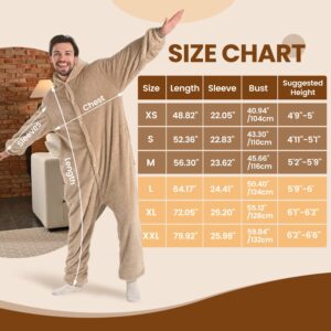 Bearhug Wearable Blanket Hoodie for Adult Soft Cozy Fleece Bear Costume Animal Onesies Pajamas Halloween Christmas Cosplay Costume for Parent M2