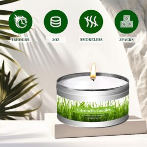 Gadojuewo Citronella Candles Outdoor Indoor Large, 3 Pack 3.1 oz Soy Wax Jar Candles up to 49 Hours, Citronella Candles Sets for Garden, Backyard,Patio,Yard,Balcony,Camping,Indoor Outdoor