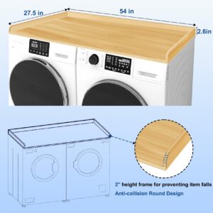 OEM Upgrade Washer Dryer Countertop, Laundry Countertop, Washer and Dryer Countertop Wood, 27.5" Depth x 54" Width with Edge Rails for Laundry Room Storage and Organization -Burlywood (Oak)