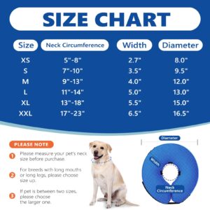 GoGoPaw Inflatable Dog Cone Collar After Surgery, Soft Dog Cone for Large Medium Small Dogs and Cats, Adjustable Blow up Neck Donut, Pet Recovery E Collar Alternative Not Block Vision(Blue,M)