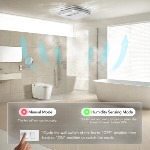 OREiN Bathroom Exhaust Fan with Light, 30W Exhaust Fan with Humidity Sensor, 80/110 CFM 0.8/1.0 Sone Bathroom Vent Fan with Light for Home, 1500lm LED Light 3000K/4000K/5000K Selectable & Nightlight