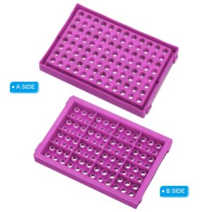 PATIKIL 96 Wells PCR Tube Rack for 0.2ml Test Strips Tubes, 5pcs Waterproof Tubes Filling Tray Centrifuge Tube Holder, Purple