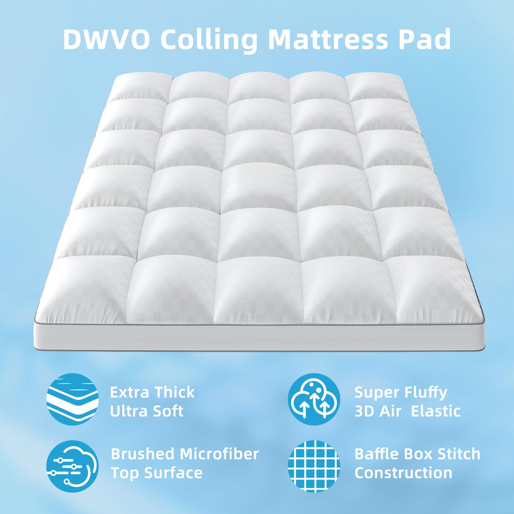 YITAHOME Mattress Topper Full Size, Cooling Pillow Mattress Pad, Thick Plush Bed Down Alternative Overfilled Mattress, Quilted Soft Mattress Protector Cover with 8"-21" Deep Pocket